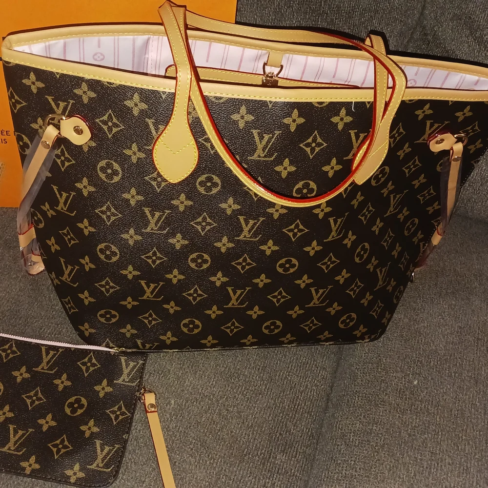 Designer Neverfull Pink Interior Tote Brown Purse - Picture 3 of 6